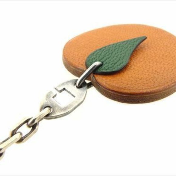 Authentic Hermes key ring Key holder Orange Silver Leather Woman - Picture 5 of 8